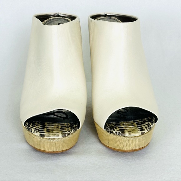 SAM EDELMAN Kylie Cream Leather Platform Espadrille style wedge heels, Size 7 - Picture 2 of 16